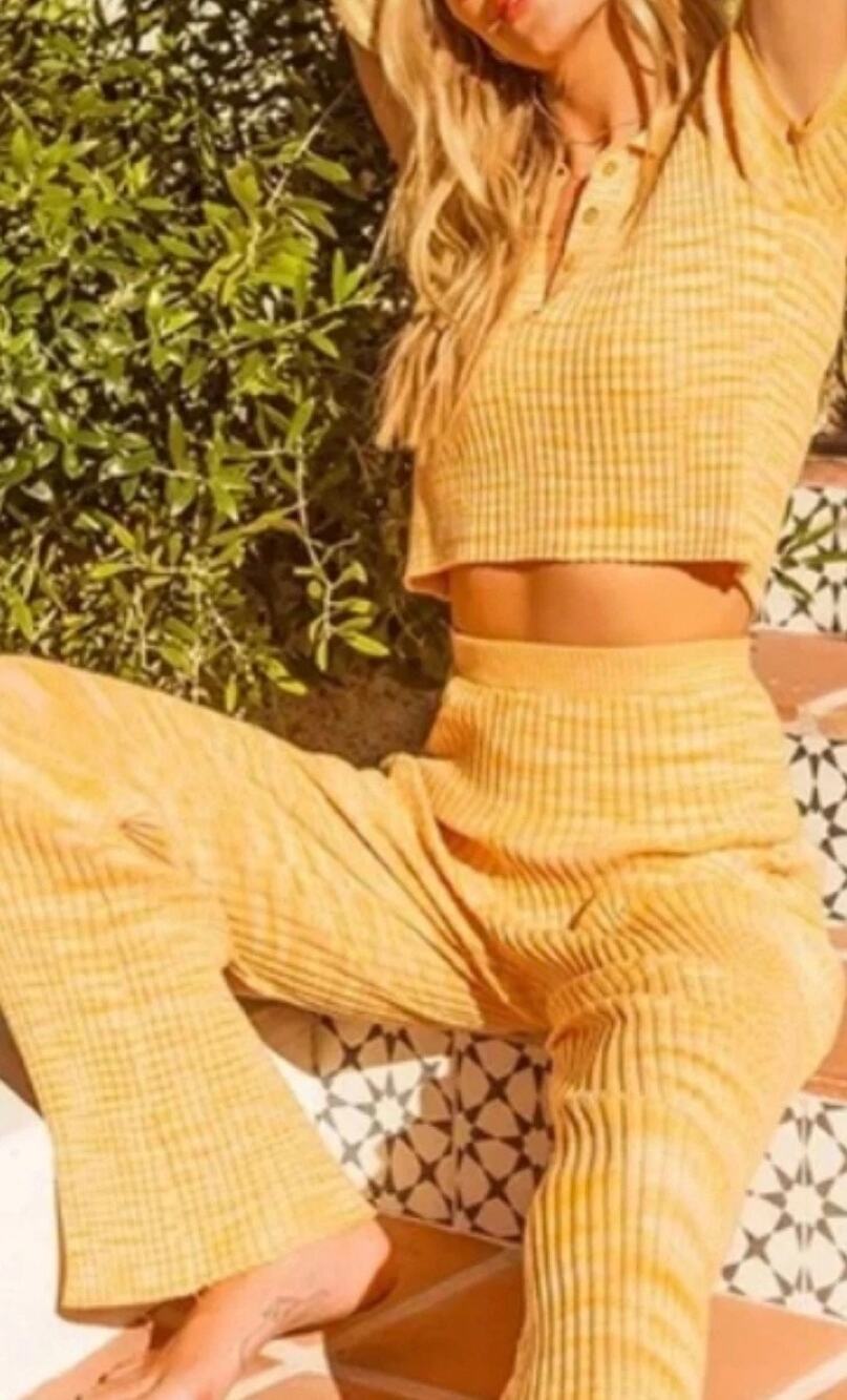 L*Space Sammy Pants, Apricot Ribbed Knit Flare, Medium, NWT